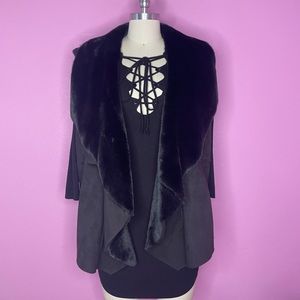 black suede vest with faux fur lining lucky brand size large